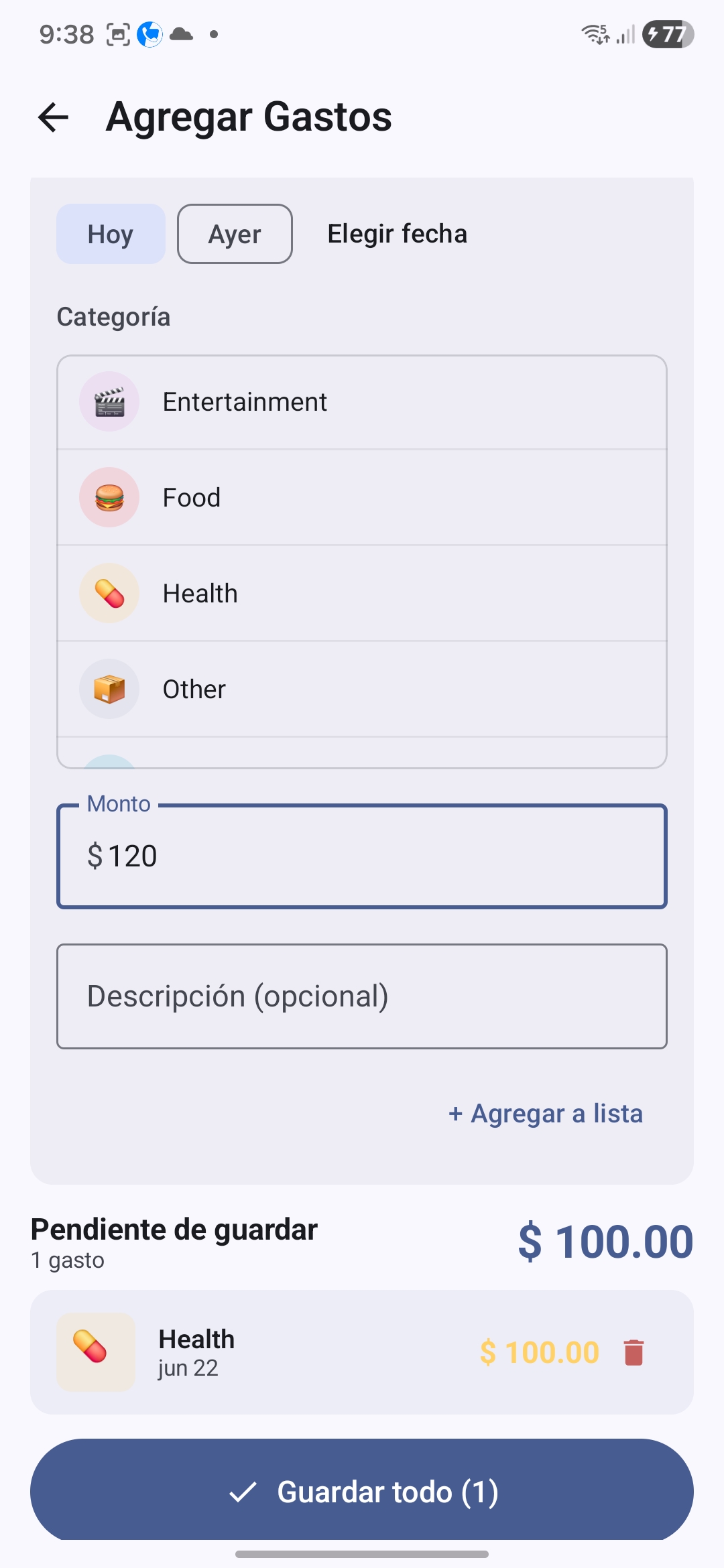 Registro de gastos